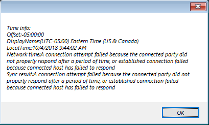 Failed time synchronization